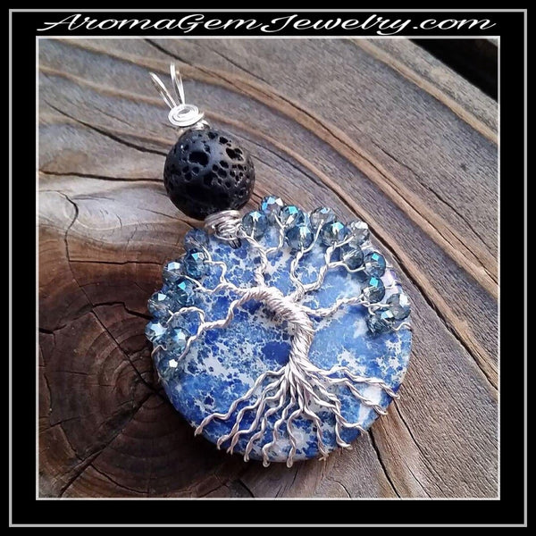 Essential oil diffuser necklace - pendant - tree of life