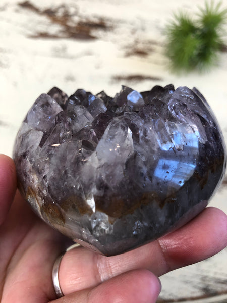 Large Amethyst Polished edge geode heart