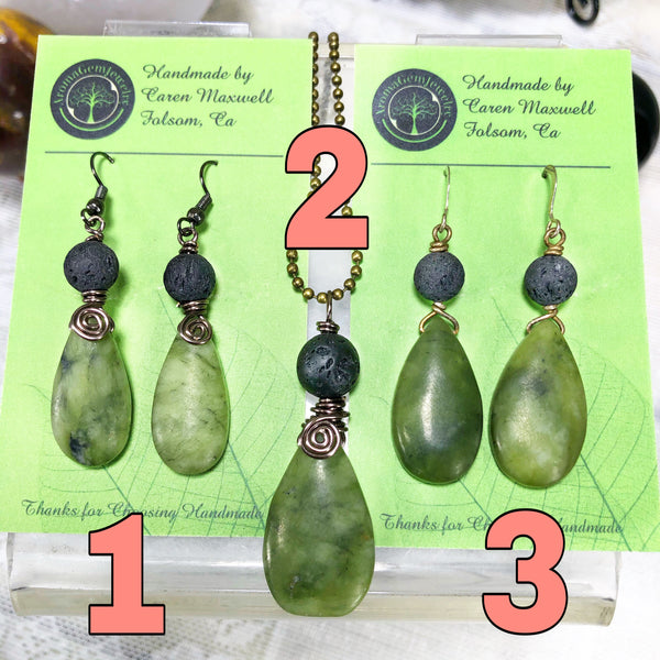 Aromatherapy necklace earring combo -choose #1,2,3
