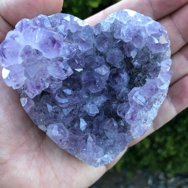 Large Amethyst Cluster Heart with unique flower