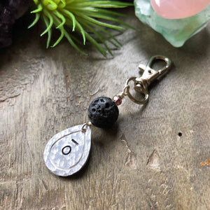 Hand stamped Essential oil diffuser keychain - drop